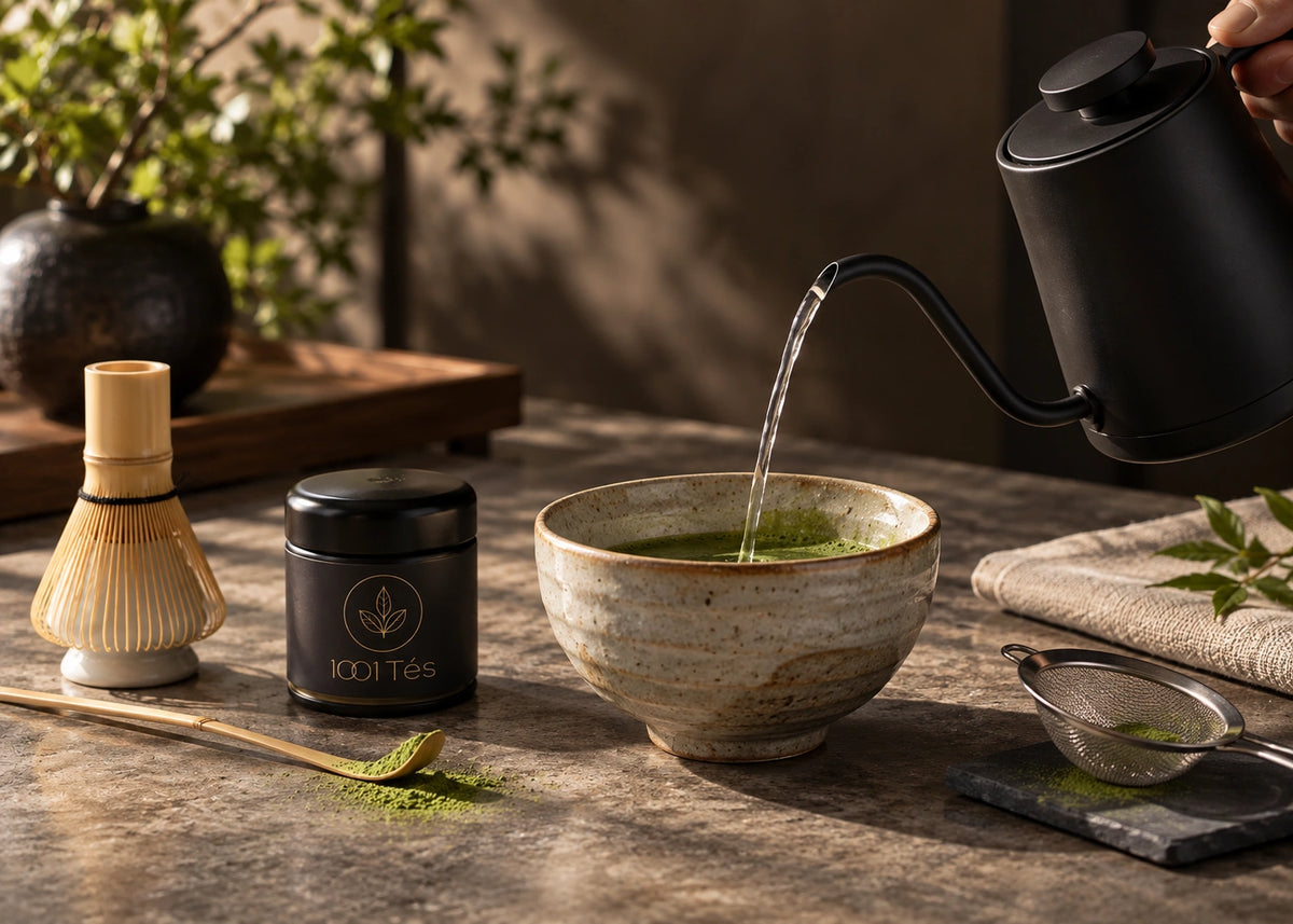 Matcha ceremonial Kagoshima preparado para servir