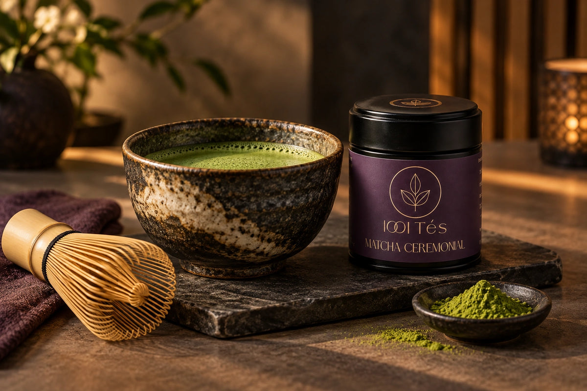 Preparación profesional de matcha ceremonial