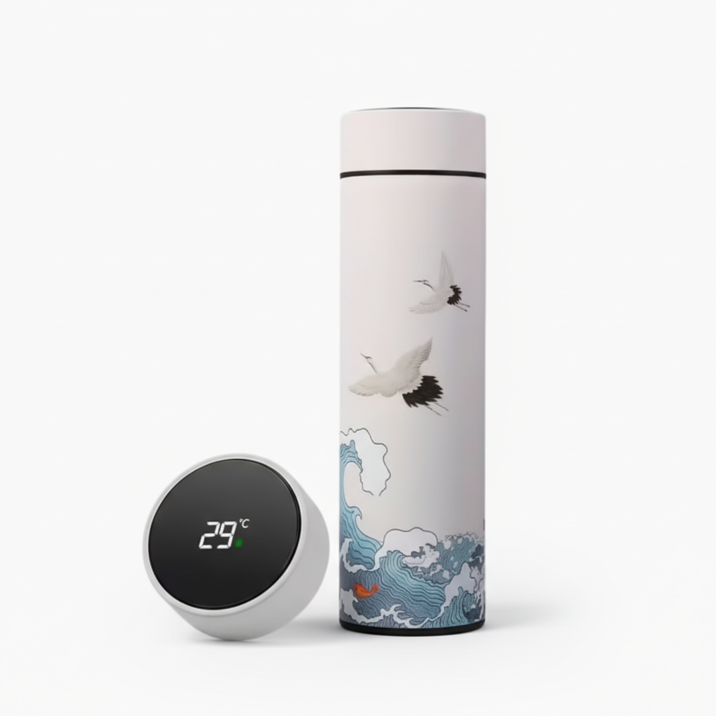 Termo blanco con tapa y display