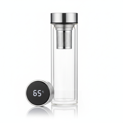 Termo de cristal con tapa y display