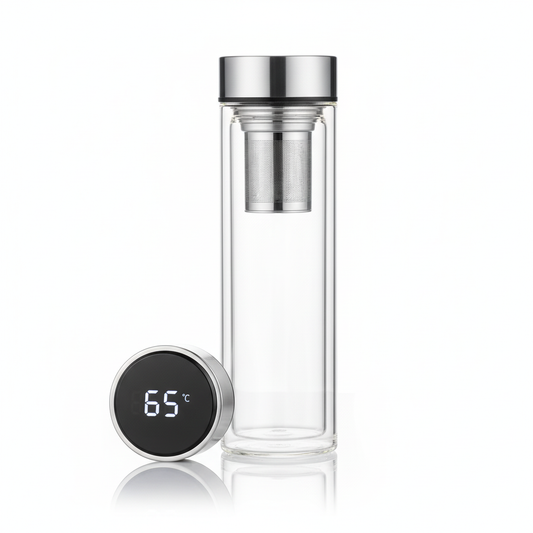 Termo de cristal con tapa y display