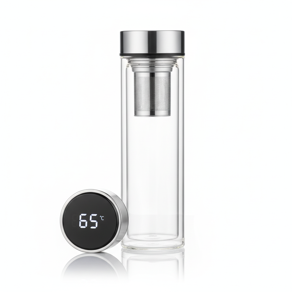 Termo de cristal con tapa y display
